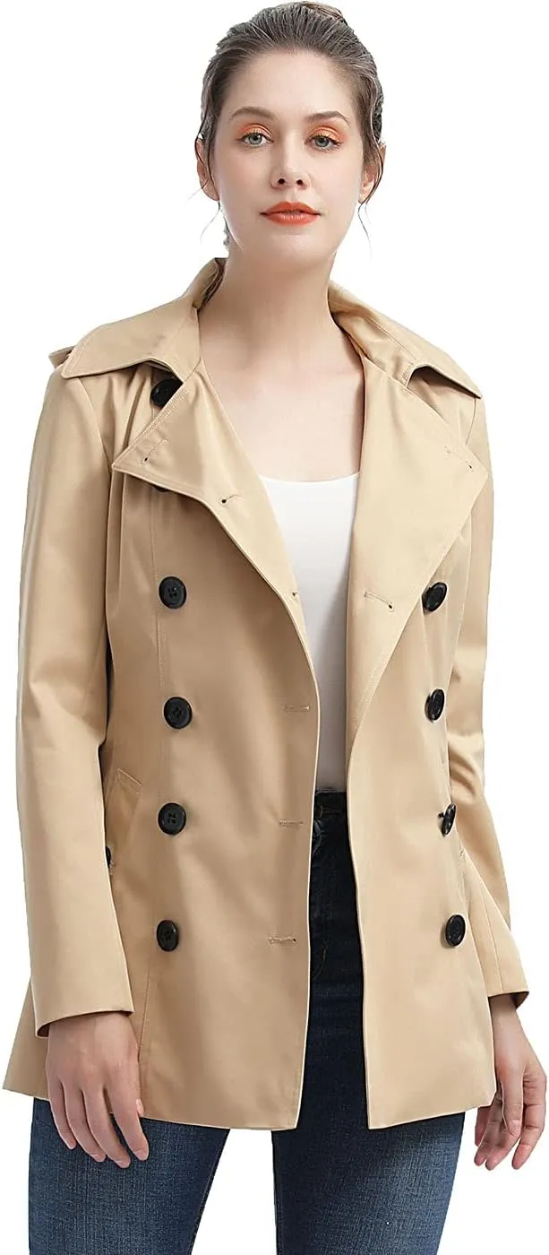 BGSD Women Evelyn Waterproof Classic Hooded Short Trench Coat