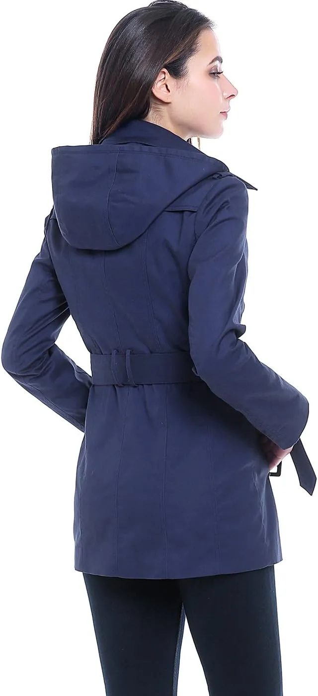 BGSD Women Evelyn Waterproof Classic Hooded Short Trench Coat