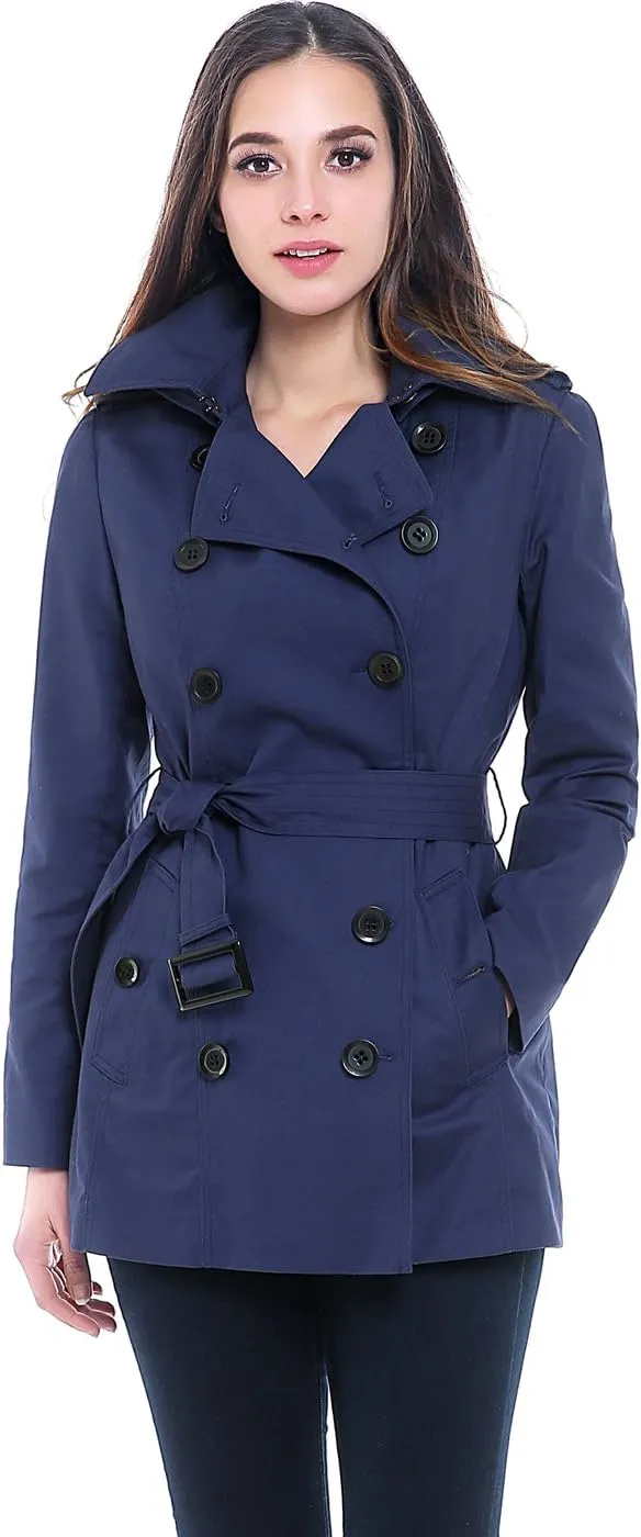 BGSD Women Evelyn Waterproof Classic Hooded Short Trench Coat