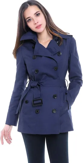 BGSD Women Evelyn Waterproof Classic Hooded Short Trench Coat