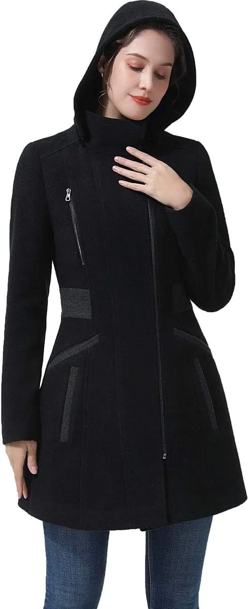 BGSD Women Ivy Wool Blend Hooded Colorblock Walking Coat (Also available in Plus Size and Petite)