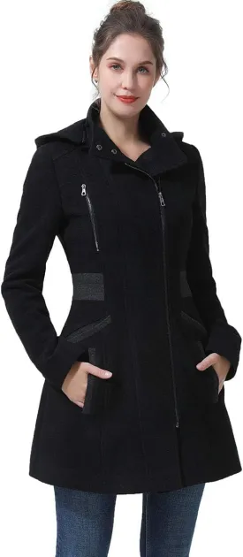BGSD Women Ivy Wool Blend Hooded Colorblock Walking Coat (Also available in Plus Size and Petite)