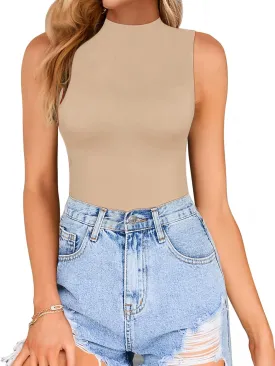 CLOZOZ Turtle Neck Tank Tops for Women Sleeveless Mock Neck Turtlenecks Slim Fitted Tops