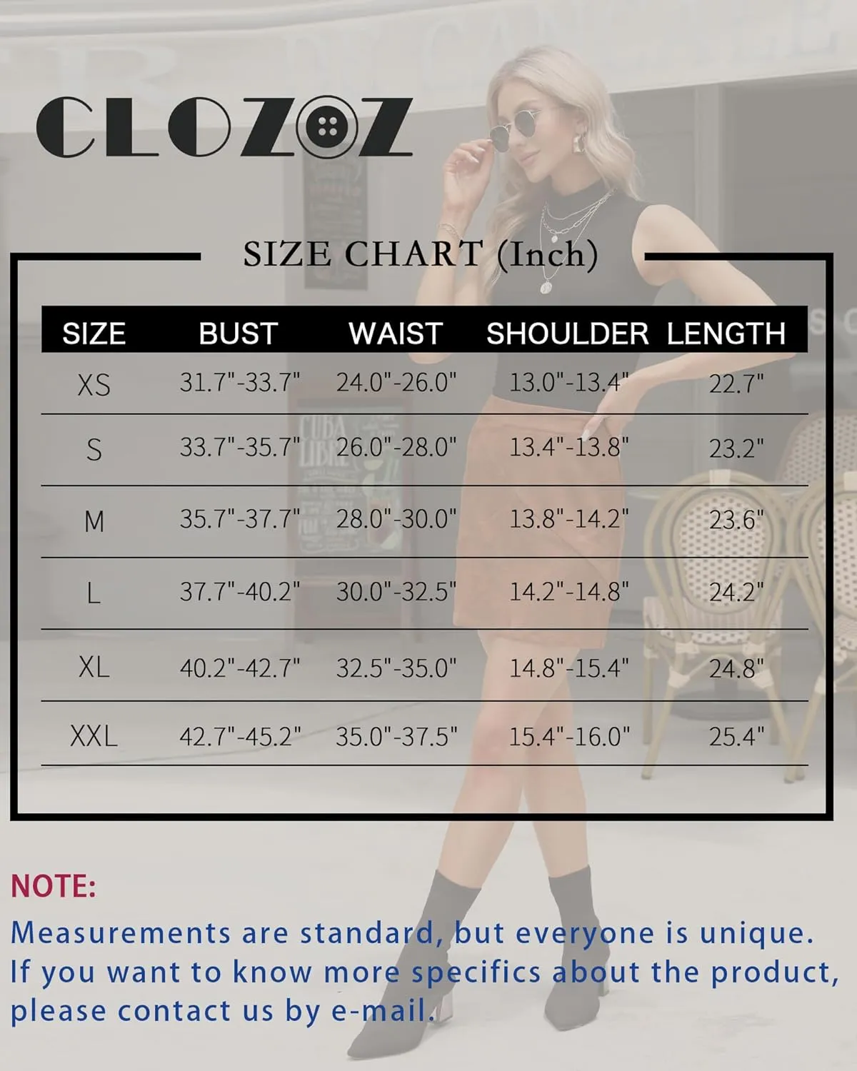CLOZOZ Turtle Neck Tank Tops for Women Sleeveless Mock Neck Turtlenecks Slim Fitted Tops
