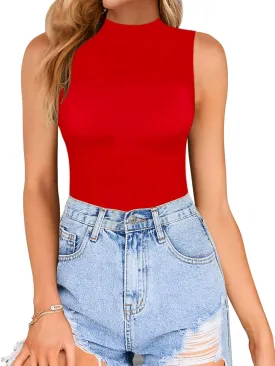 CLOZOZ Turtle Neck Tank Tops for Women Sleeveless Mock Neck Turtlenecks Slim Fitted Tops
