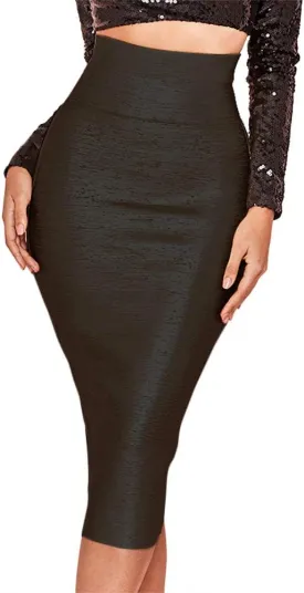Leather Midi-Calf Party Pencil Skirt