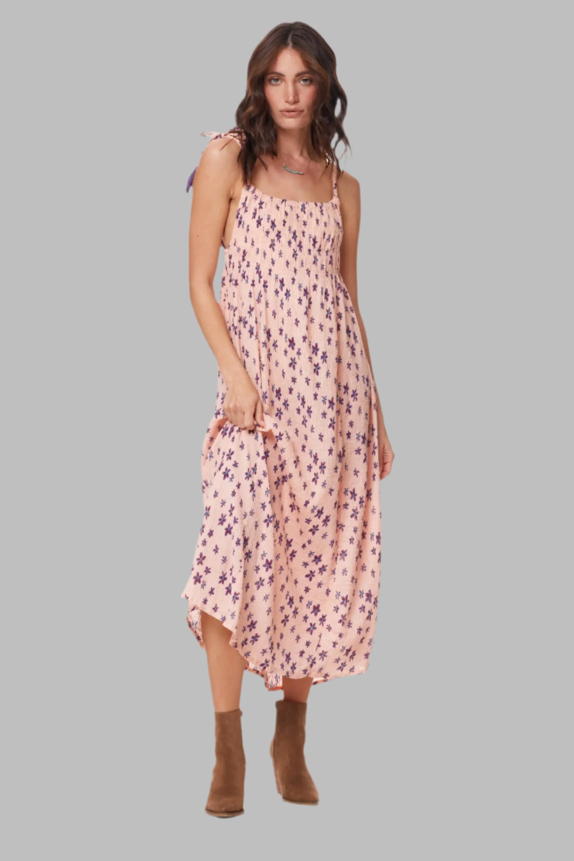 Marisa Printed Sleeveless Dress Coral