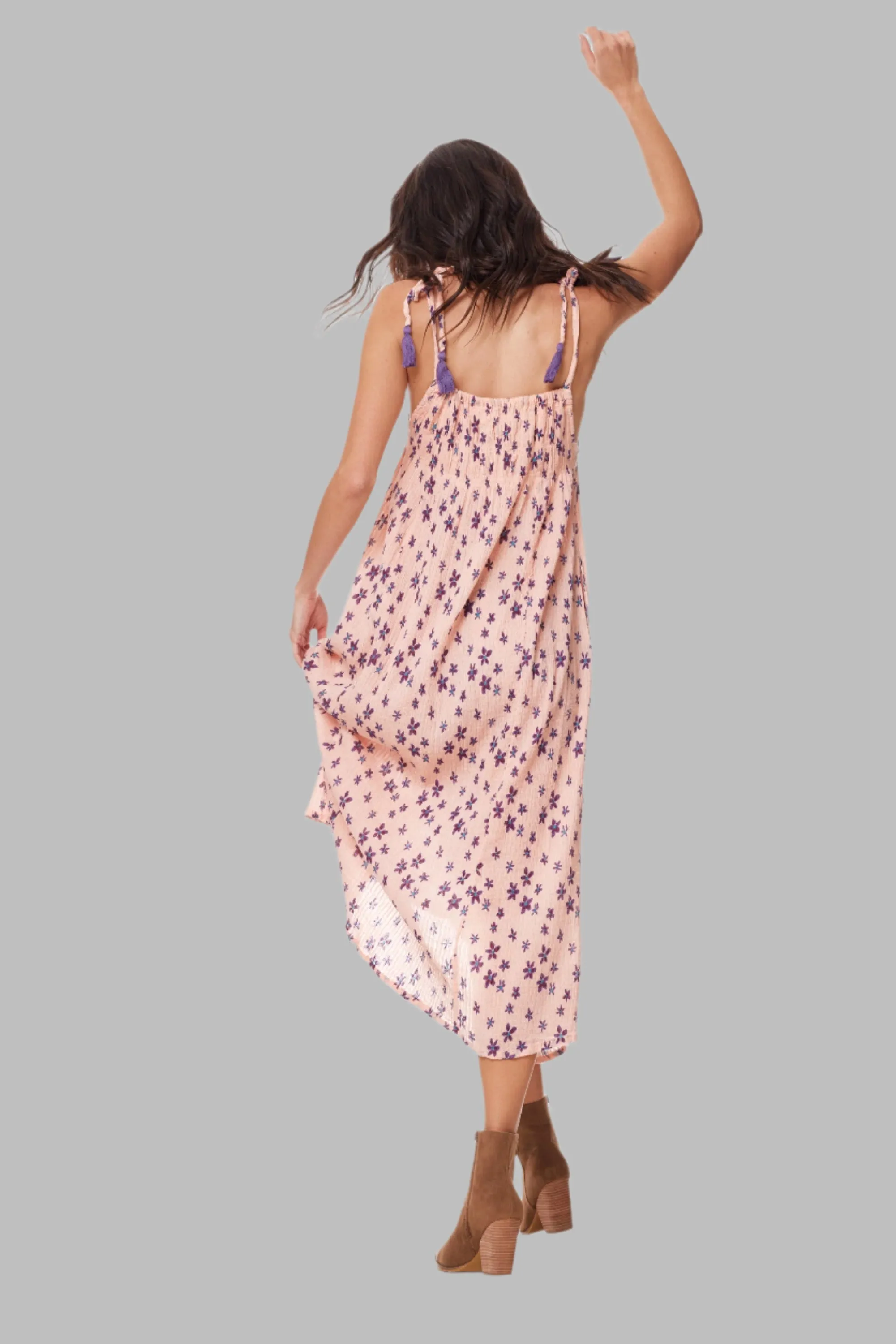 Marisa Printed Sleeveless Dress Coral