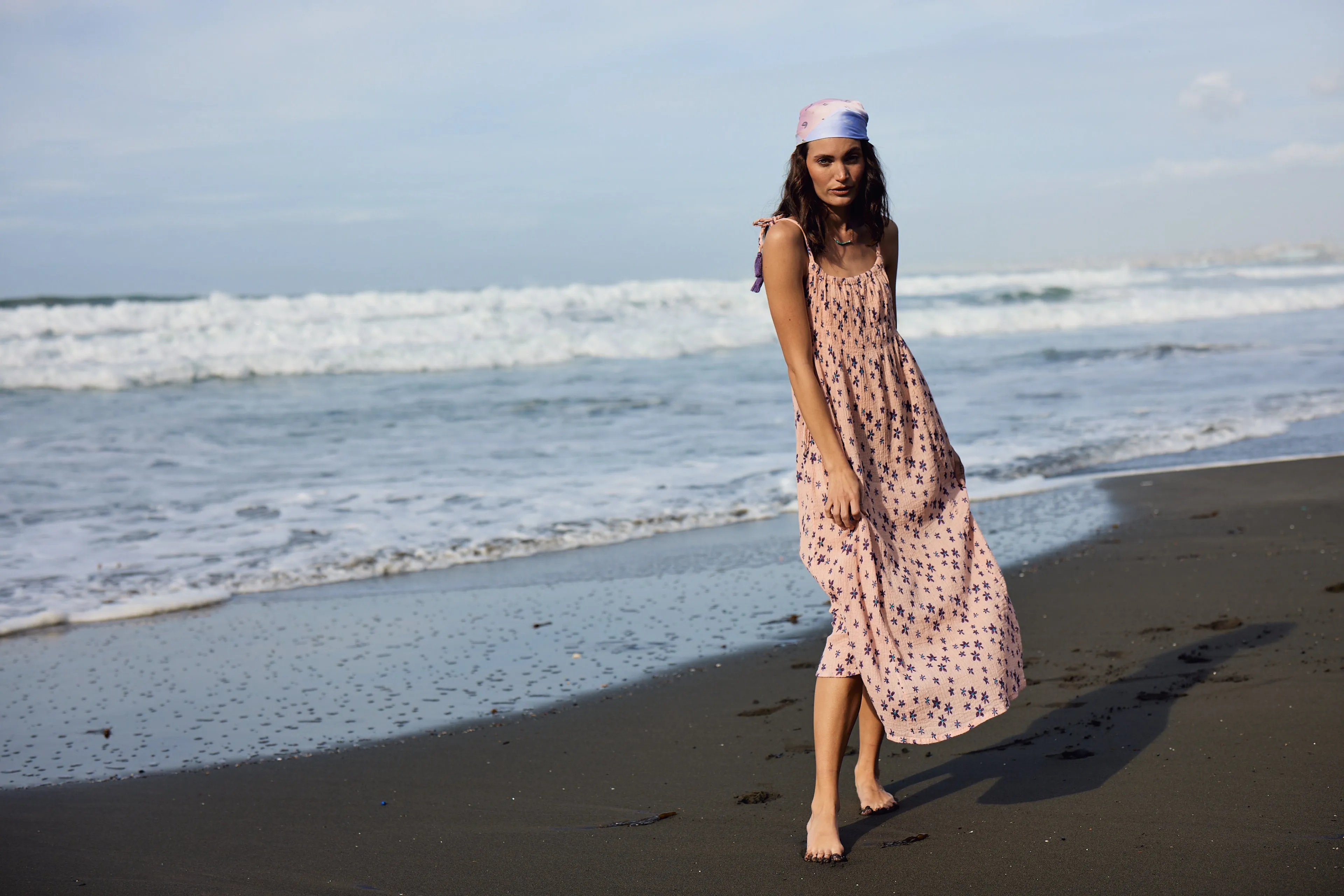 Marisa Printed Sleeveless Dress Coral