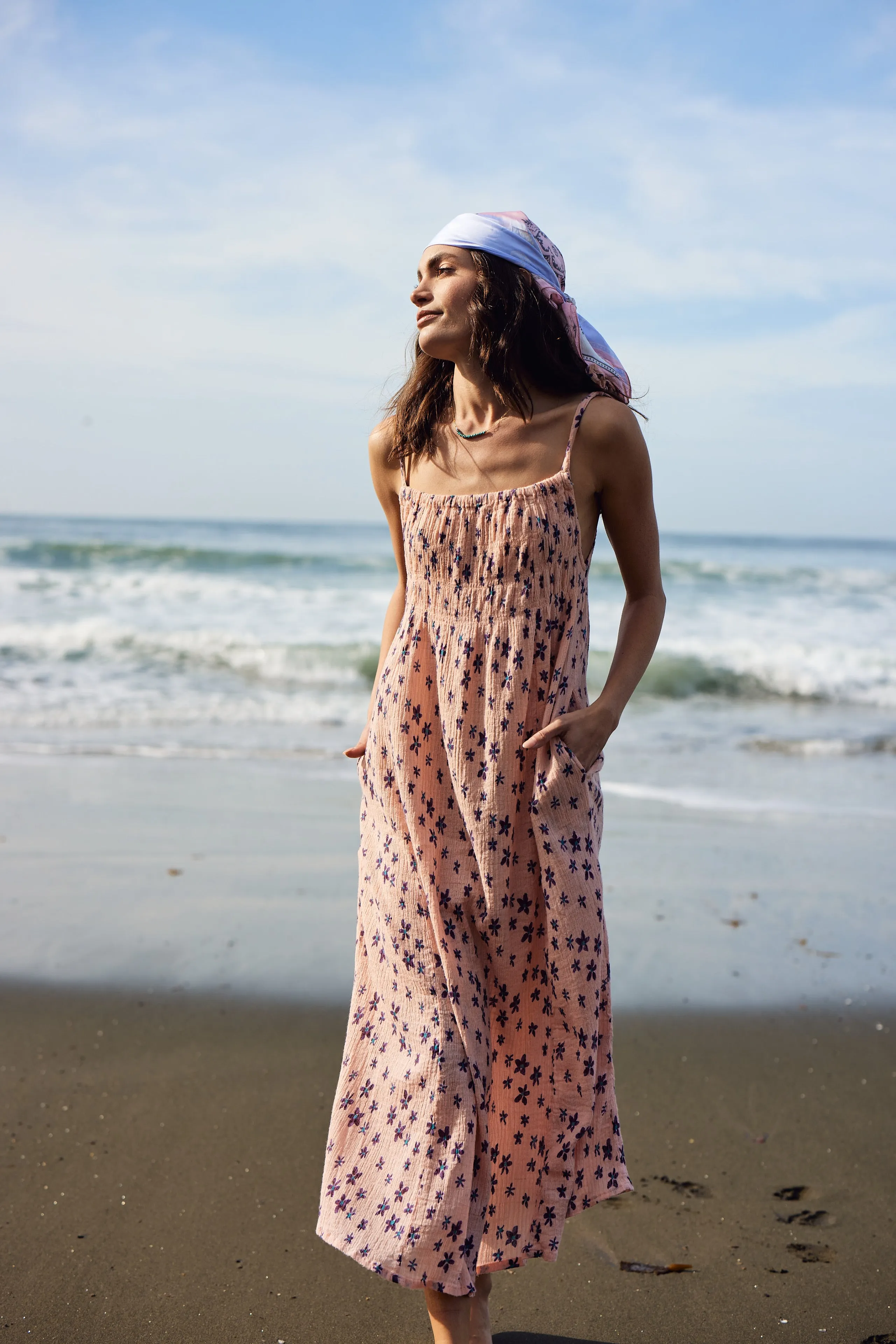 Marisa Printed Sleeveless Dress Coral