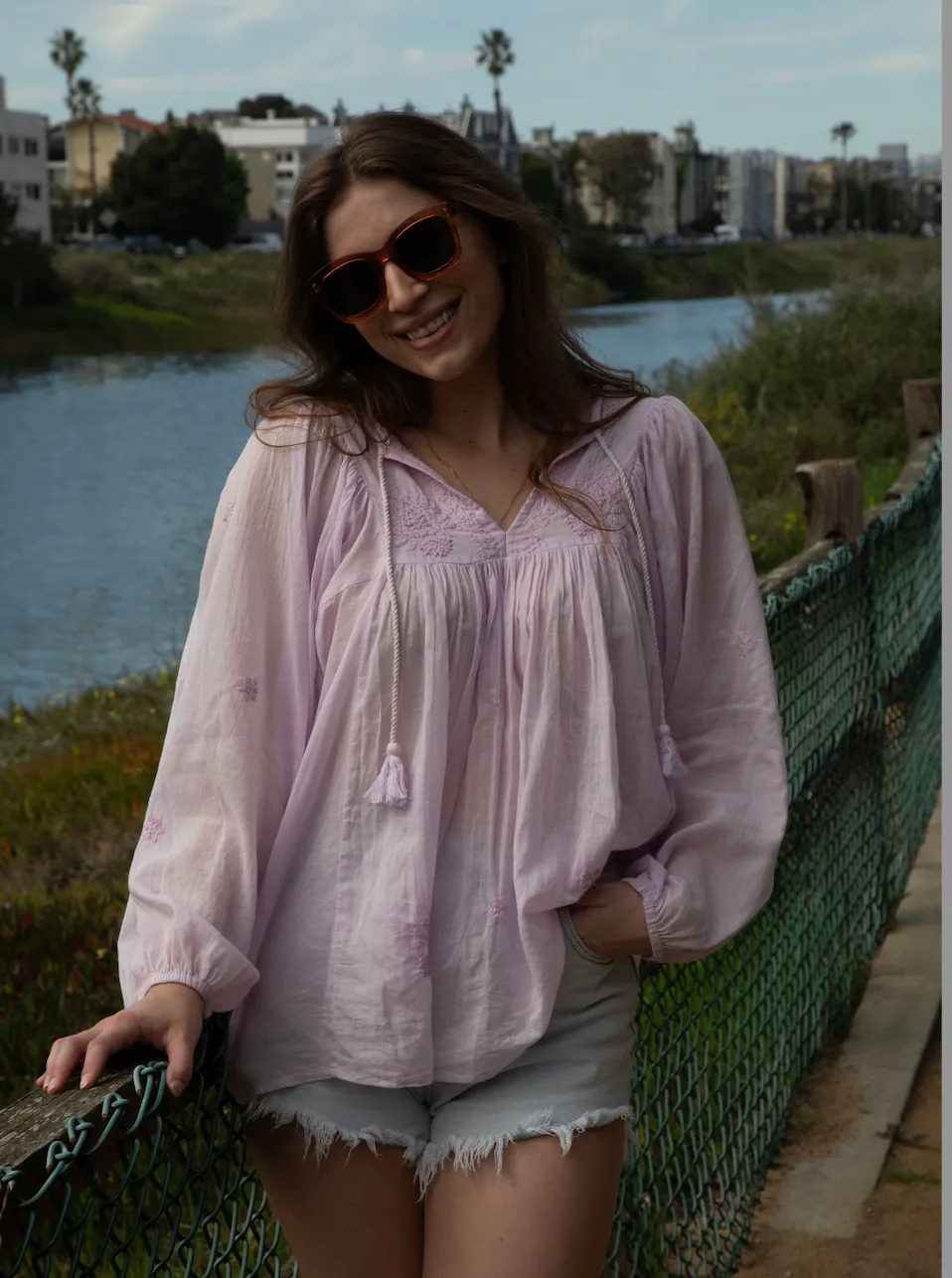 Mylene Embroidered Tunic Long Sleeves Lavender