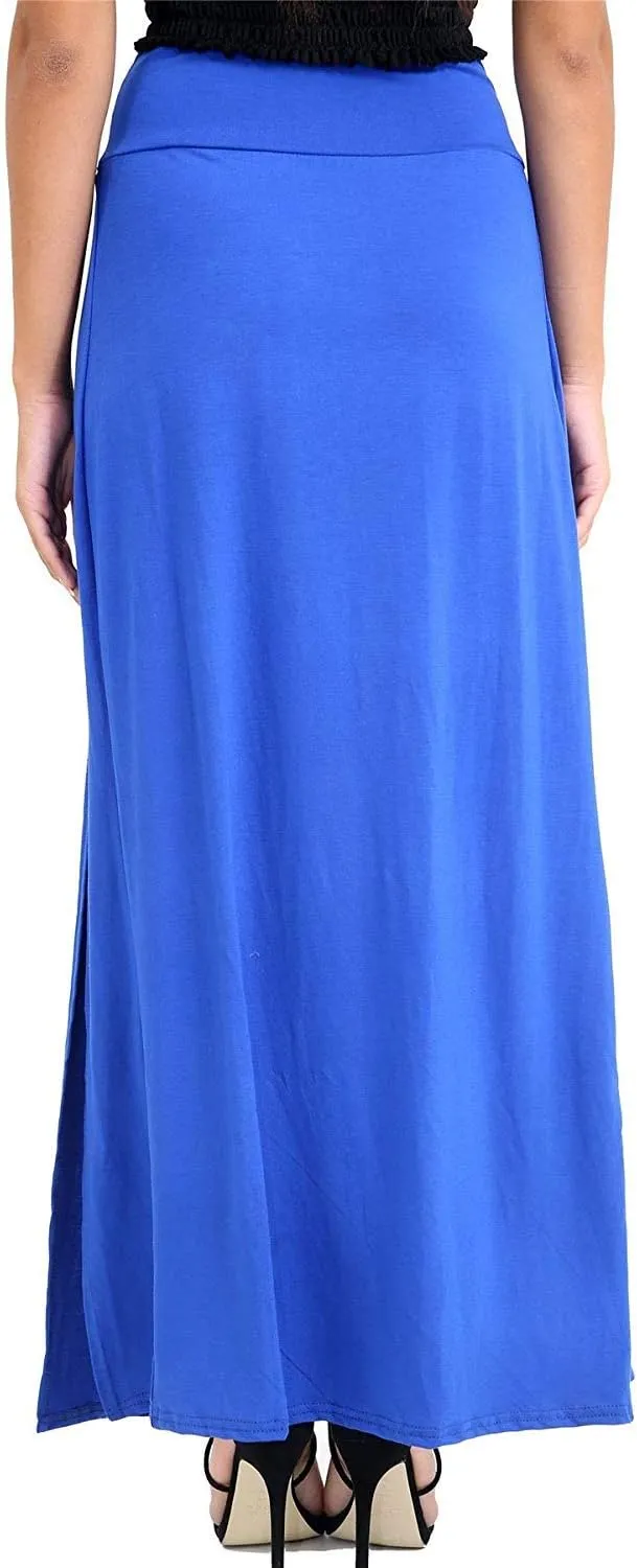 OgLuxe Womens Double Split Maxi Long Skirt Ladies Plain Basic Two Side Slit 4-22