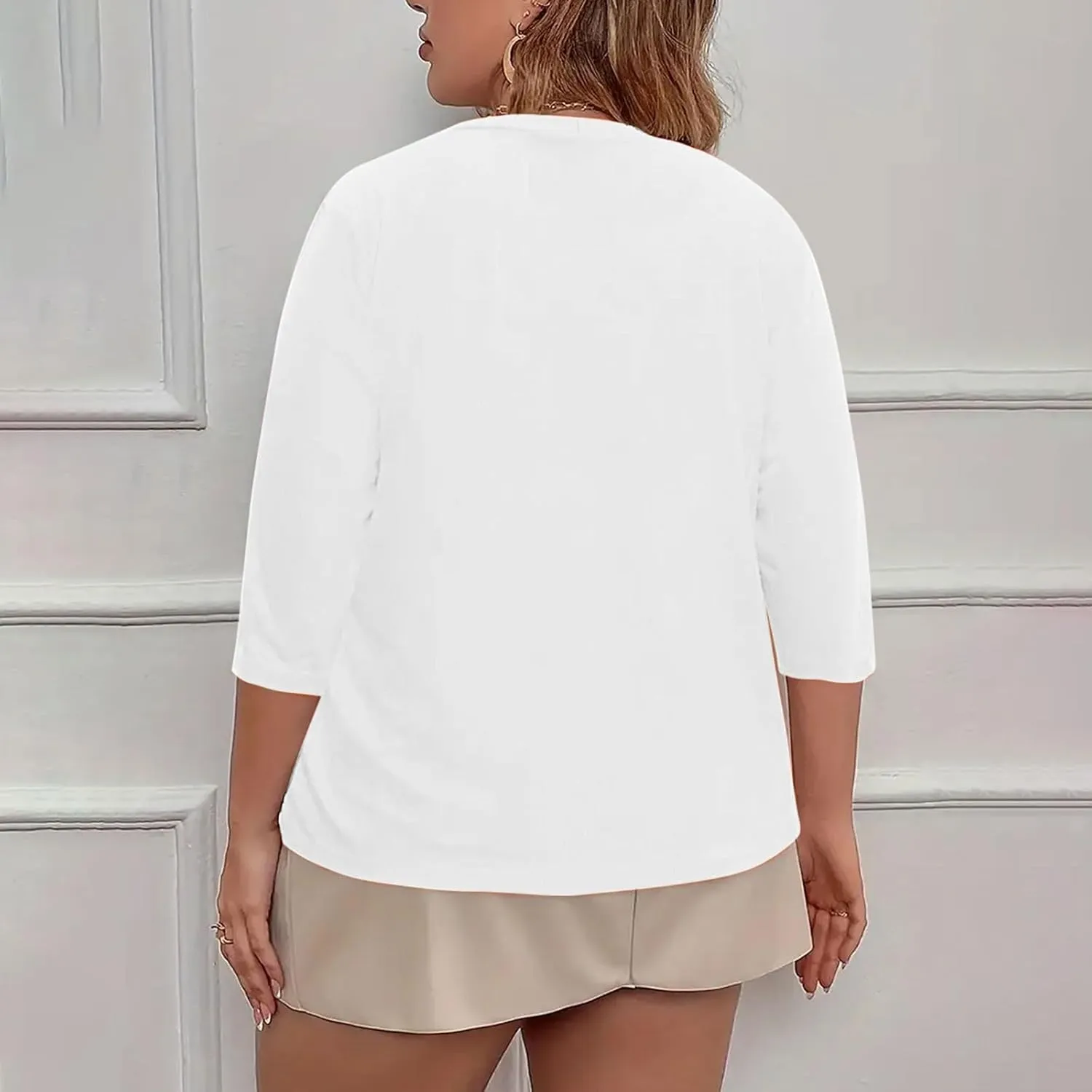 Plus Size Cardigan for Women Open Front Loose Business Casual Bolero Shrugs Short Sleeve Cropped Jacket 2024 Fall
