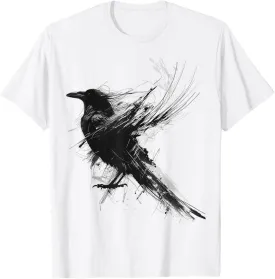 Raven Abstract Drawing Animal Art Painting Graphic Raven T-Shirt
