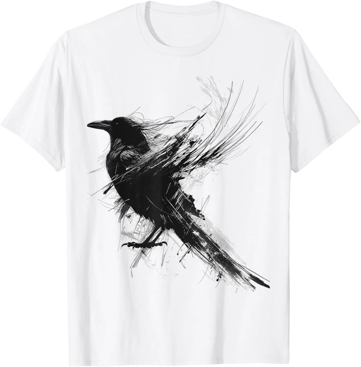 Raven Abstract Drawing Animal Art Painting Graphic Raven T-Shirt