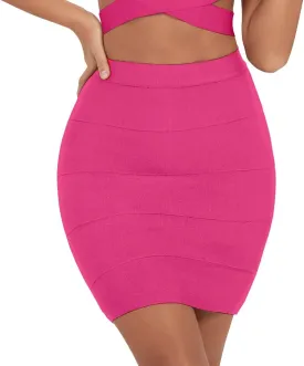 Solid High Waist Mini Bandage Pencil Skirt
