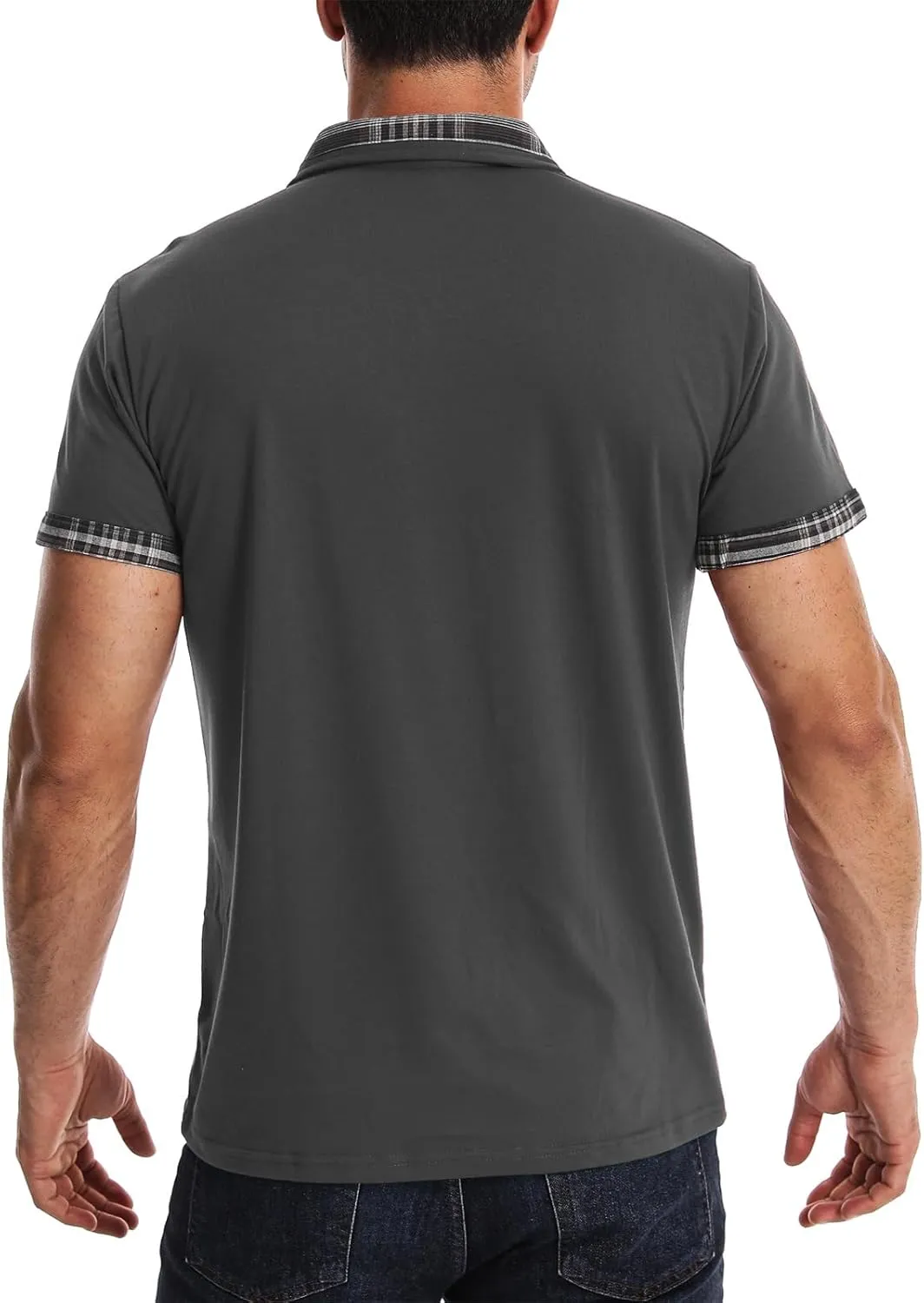 Suwangi Men's Polo Shirts Classic Button Basic Short Sleeve Shirt Casual Color Block Tees with Pocket Golf Stylish Tops