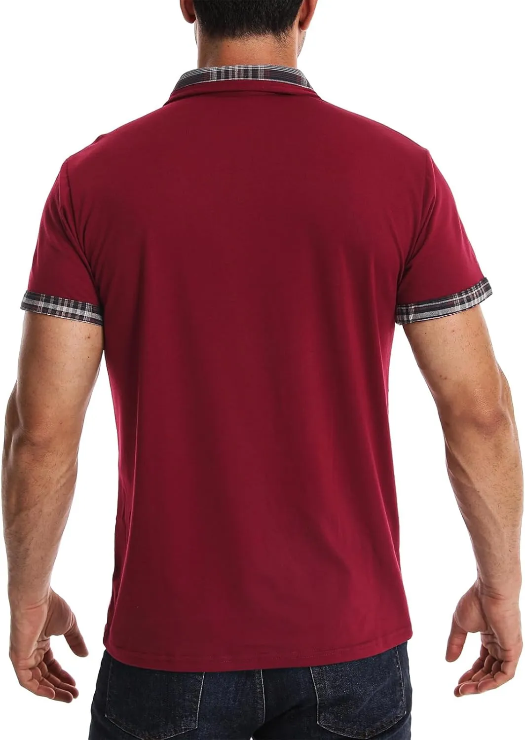 Suwangi Men's Polo Shirts Classic Button Basic Short Sleeve Shirt Casual Color Block Tees with Pocket Golf Stylish Tops