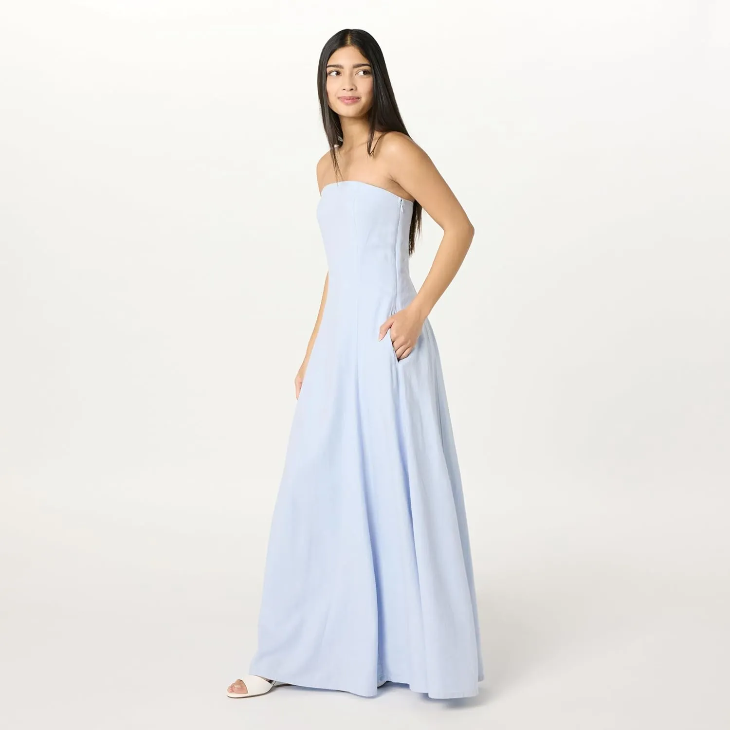 The Drop Women's Carlota Strapless Linen Maxi Dress
