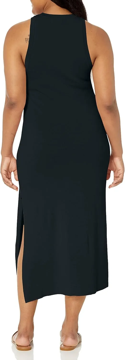 The Drop Women's Gabriela High Neck Cut-in A-line Side-Slit Maxi Sweater Dress