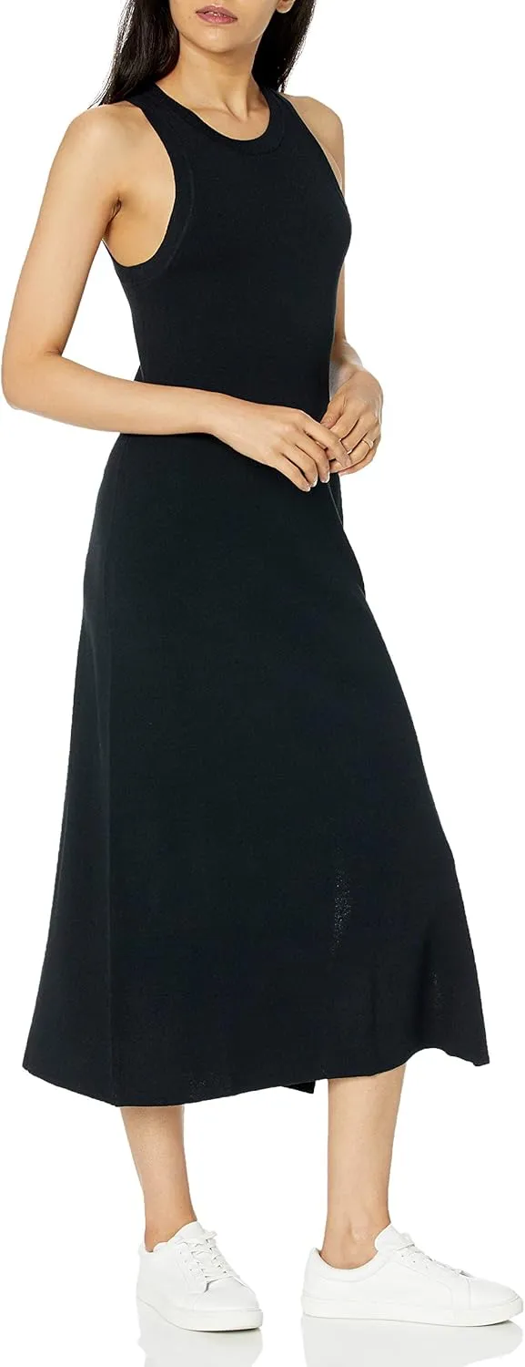 The Drop Women's Gabriela High Neck Cut-in A-line Side-Slit Maxi Sweater Dress