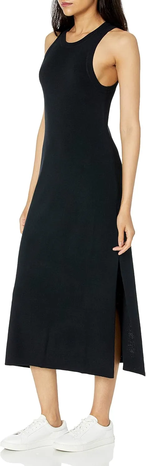 The Drop Women's Gabriela High Neck Cut-in A-line Side-Slit Maxi Sweater Dress