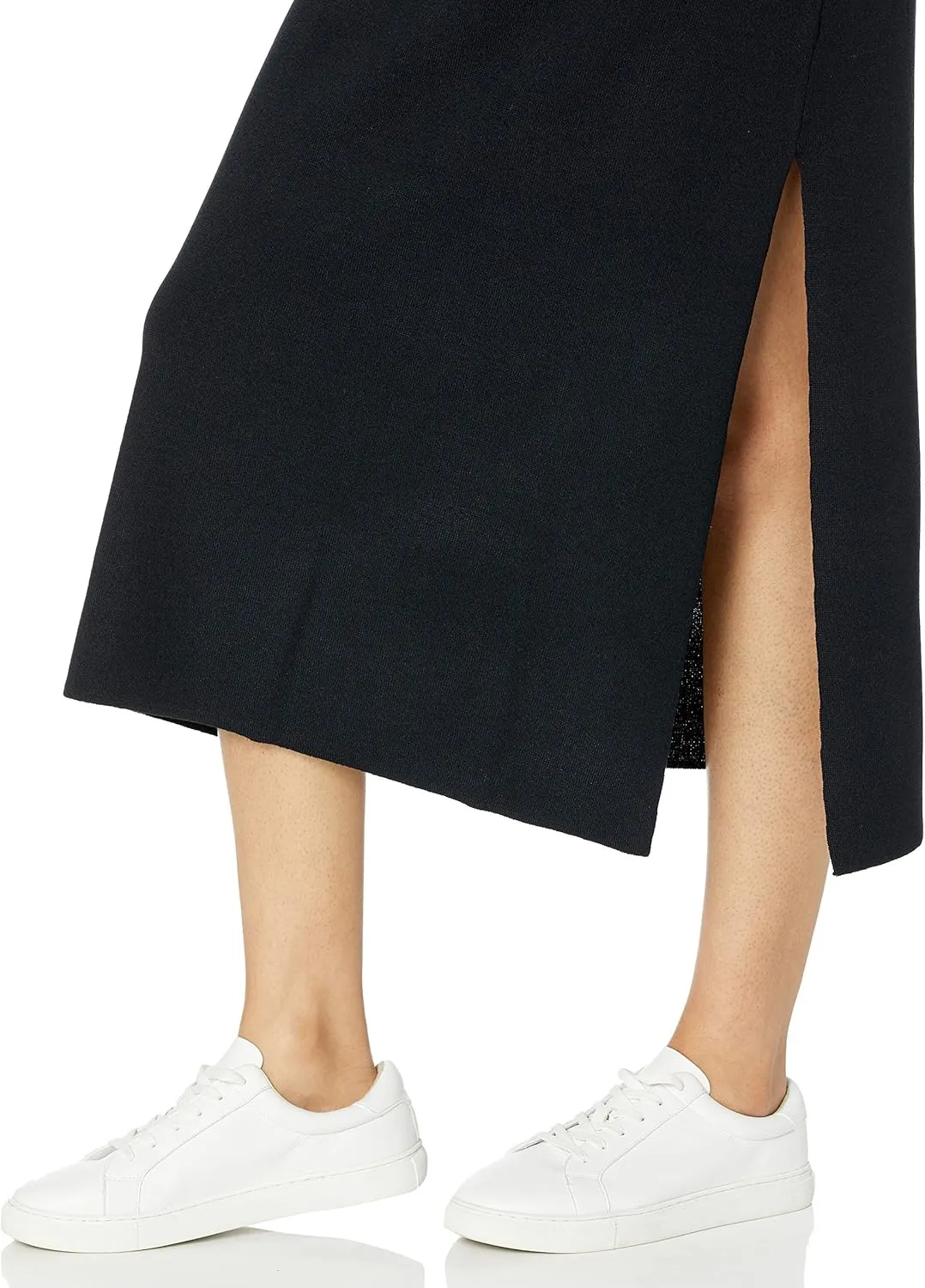 The Drop Women's Gabriela High Neck Cut-in A-line Side-Slit Maxi Sweater Dress
