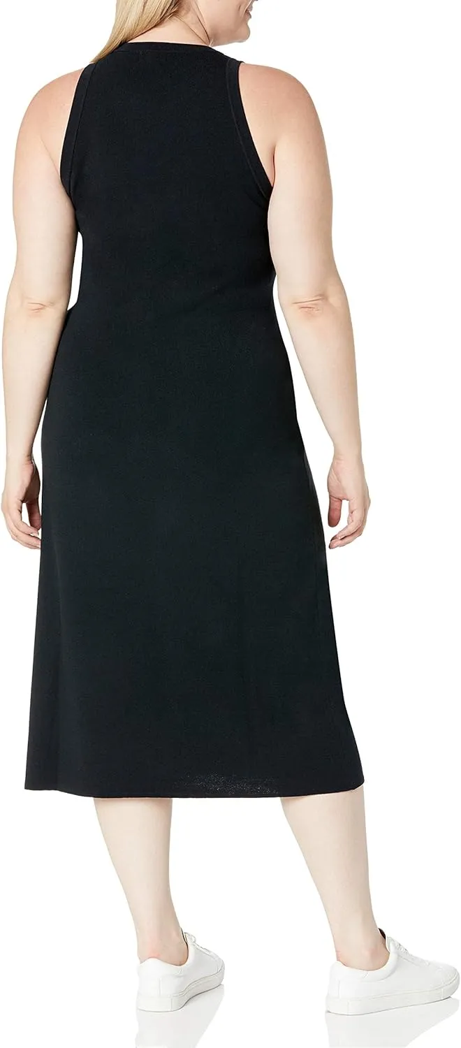 The Drop Women's Gabriela High Neck Cut-in A-line Side-Slit Maxi Sweater Dress