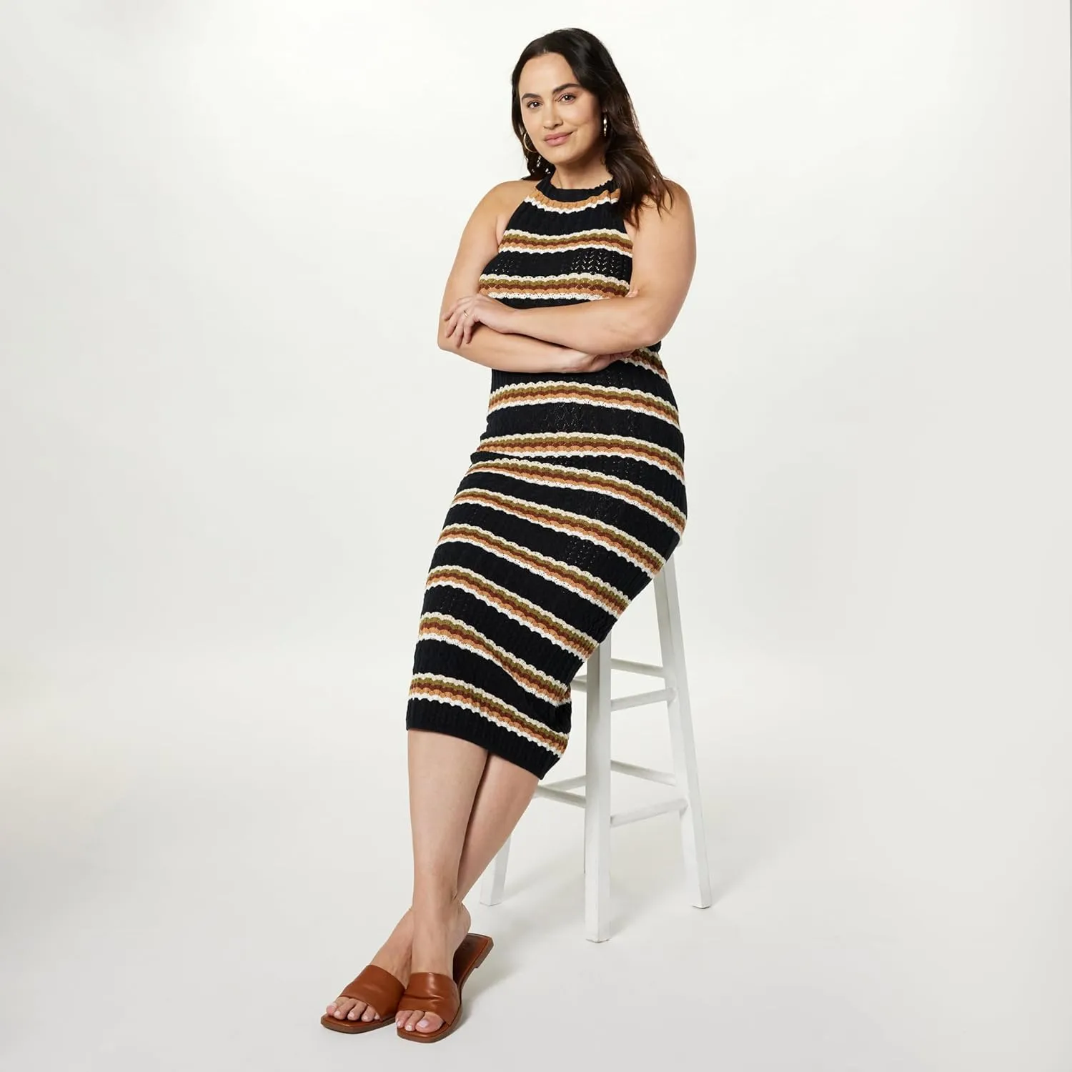The Drop Women's Jayla Sleeveless Crochet Midi Dress
