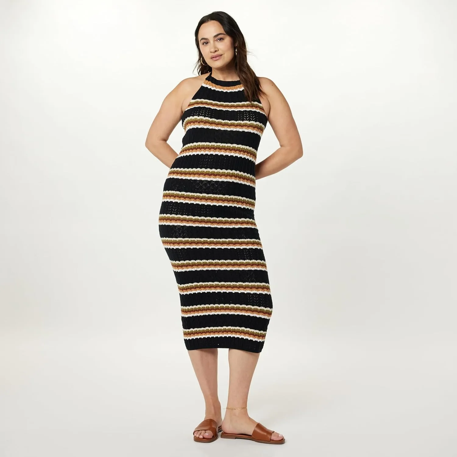 The Drop Women's Jayla Sleeveless Crochet Midi Dress
